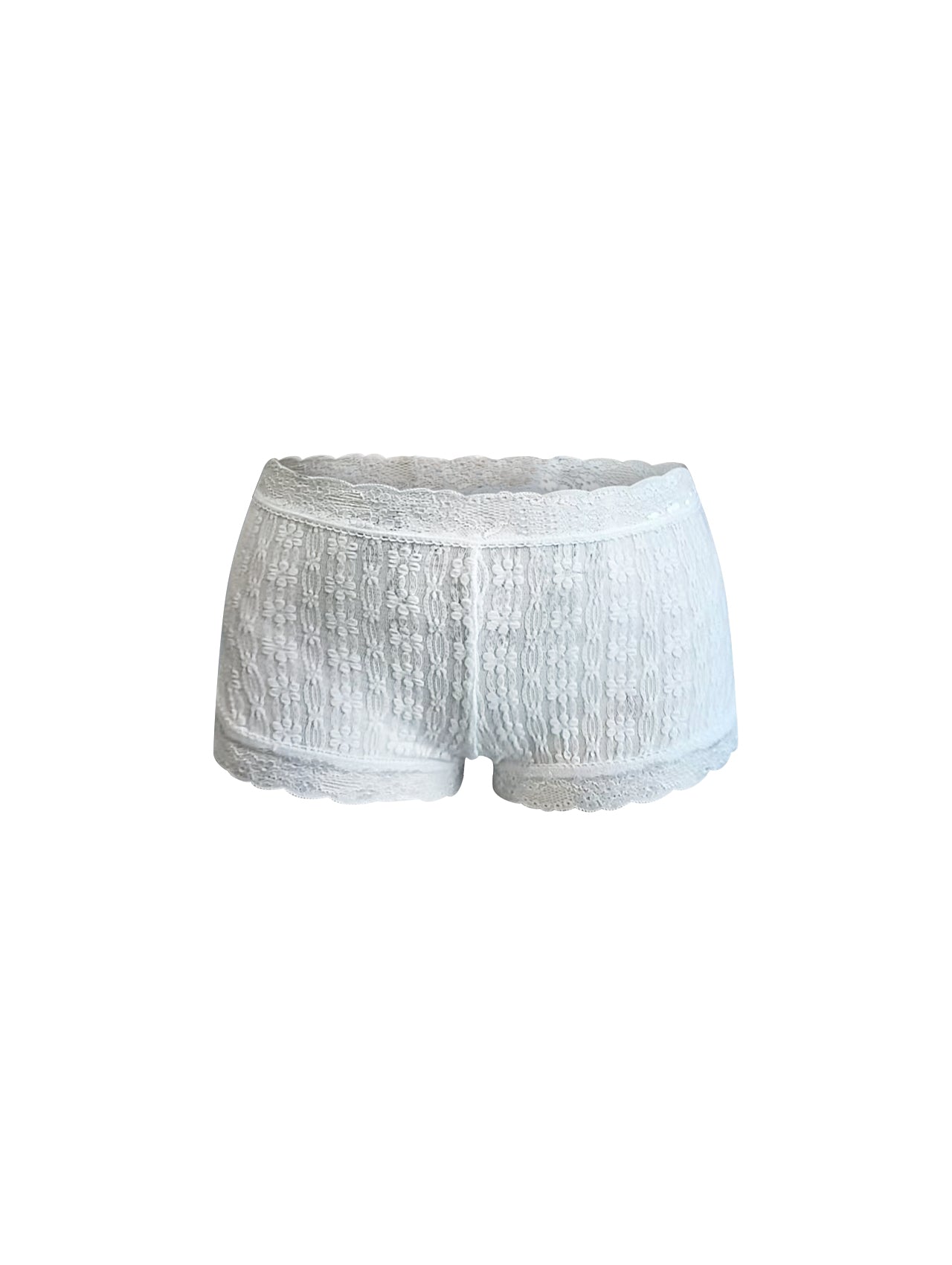 Lace Shorts with Trim - Classic White