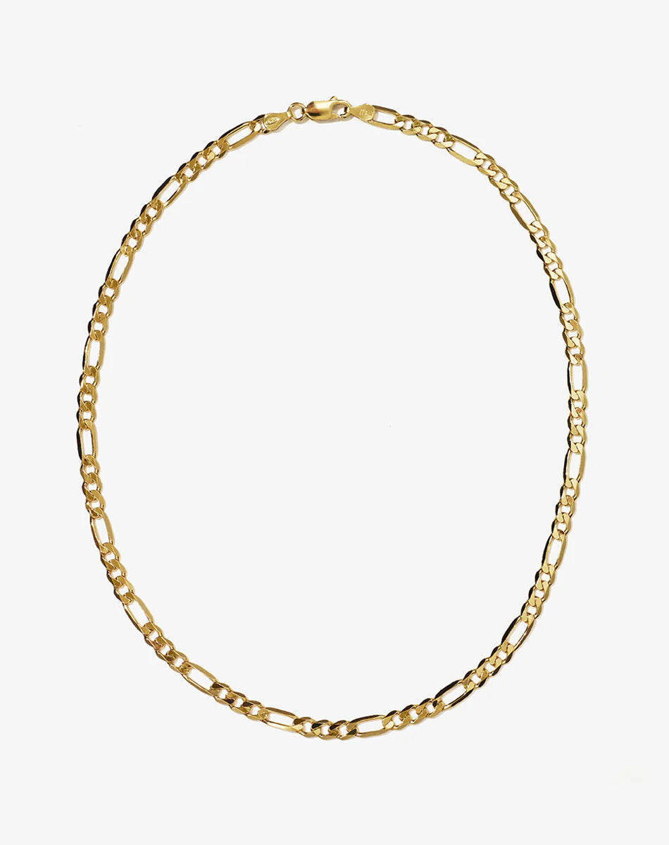 Gold Figaro Wide Chain Necklace